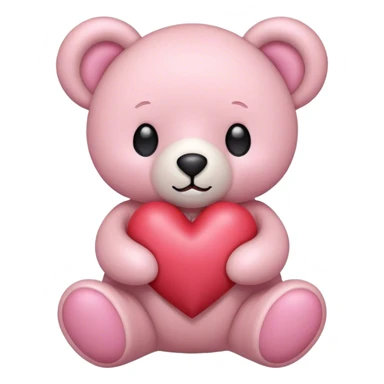 teddy bear light pink heart sticker