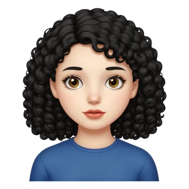 Side part black curly hair girl with mole above left side of lip pale skin  sticker