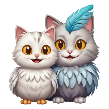 Cat and bird looking happy  sticker