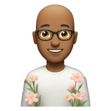 Bald guy with flowers sticker