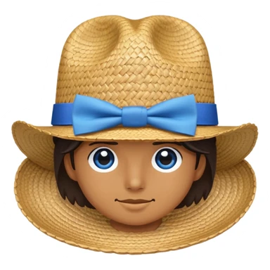 Blue bow tie straw hat sticker