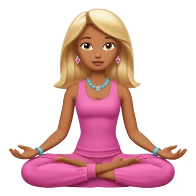 Brown skin blonde hair Barbie meditating  sticker