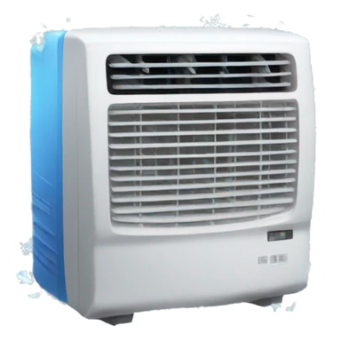 Air conditioner. Snowflakes comes out of it. Blue and cold. sticker