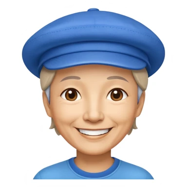 Nam 60 tuổi, tóc ngắn, cười tươi, đội mũ màu xanh sticker