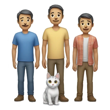 Familia de dos hombres y un gato gris sticker