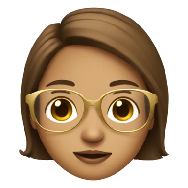 A girl with an gold glasses with ugc on and brown hair sticker