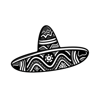 colorful mexican sombrero with decorative patterns sticker