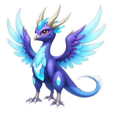 Starlit Glimmer-Blue Galaxy-Haloed Luminous Astral Feathered Noivern-Lunala-hybrid-creature (full body) sticker