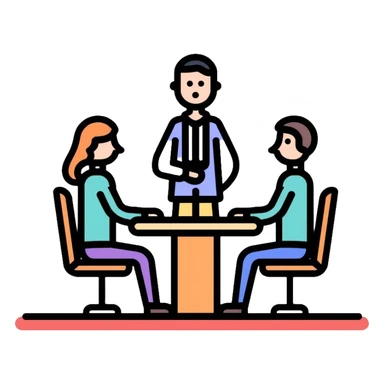client meeting with business people at conference table sticker