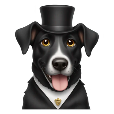 Happy black dog rabbi sticker