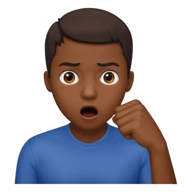 Darker skinned person who is shocked/ suprised and has their hand in a fist over their mouth sticker