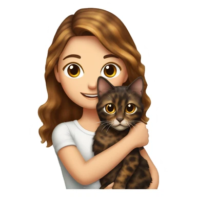 Tortoiseshell cat being held by a white girl with long wavy brown hair  sticker