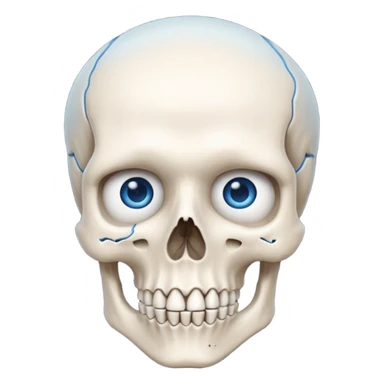 a bone head structure with lone jawline blue eyes total bones appear  sticker