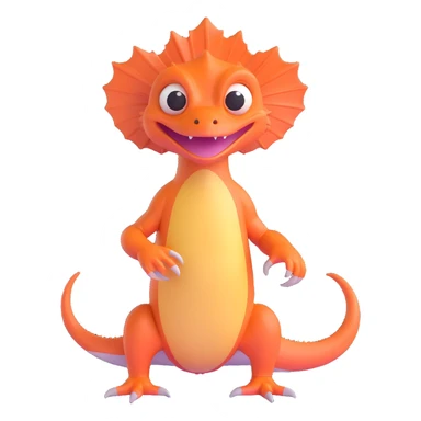 realistic frilled lizard with alert expression, 3D style sticker
