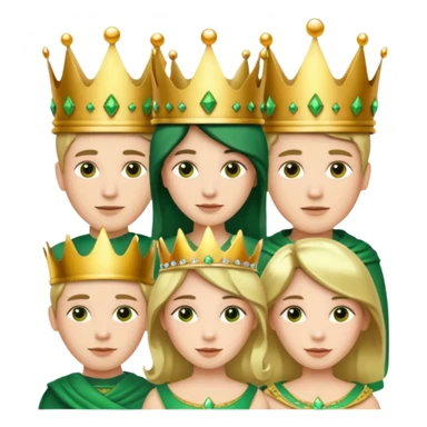 Several people with a crown that unites them with golden and green colours sticker