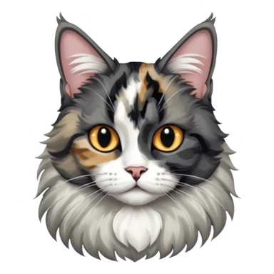 Maine coon black silver tortie et blanc avec une grosse tache noir sur un côté de la tête  sticker