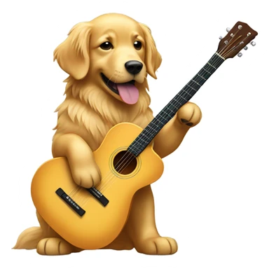 golden retriever playing a guitar sticker