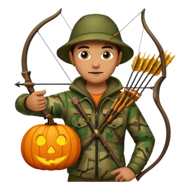 Hunter With Jack o Lantern, with bow and arrow sticker