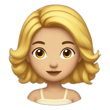 She is a girl with black and yellow streaks in her hair, with a round face, almond-shaped eyes, a lovely mouth, beautiful eyebrows, and slightly chubby cheeks. sticker