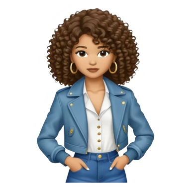 Zendaya with curly hair and stylish outfit sticker