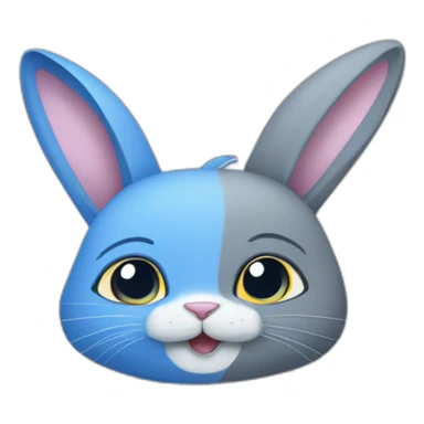Blue rabbit and grey cat sticker