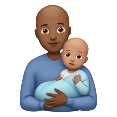 bald guy black man and is holding a baby sticker