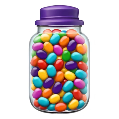 A Jar Without A Face & With Red, Orange, Yellow, Green, Dark Green, Blue, Purple, Indigo, Violet, Pink, Brown, White, Grey, Black, Cyan, Magenta, Maroon, Beige, Lavender & Teal Colored Jelly Beans Inside sticker
