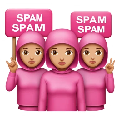 artists in pink protesting for spam meat sticker