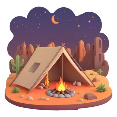 desert tent with campfire at night sticker