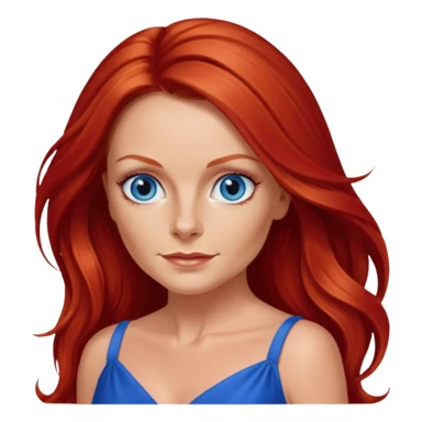 Geri Halliwel with long red hair, blue eyes, red outfit sticker