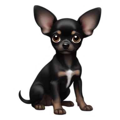 Solid Black chihuahua puppy big ears sticker