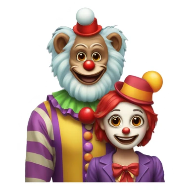 clown and monkey couple sticker