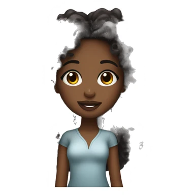 black girl with long curly hair with eyelashes and a lip combo sticker