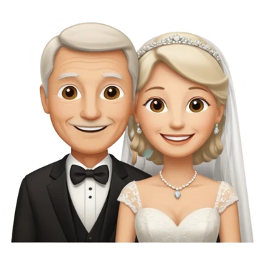 old couple on wedding day sticker