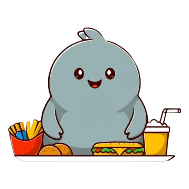 Big back eating ALOT of food sticker