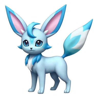 Futuristic Fluffy Celestial Magical Ethereal Fantasy-Glaceon-Espeon-Sylveon-Umbreon-hybrid, full bod sticker
