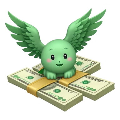 un fajo billetes de dólares con alas sticker