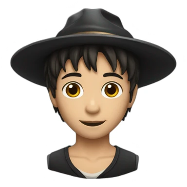 Niño con flequillo negro con sombrero seleccionador de harry potter sticker