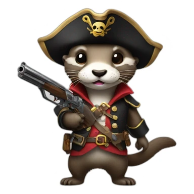 otter wearing pirate outfit holding a gun sticker