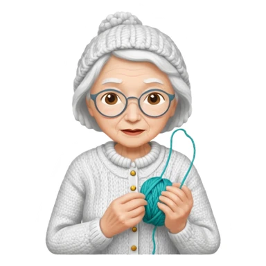 elderly woman knitting white costume sticker