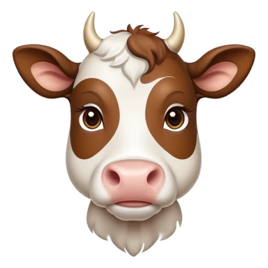 cinematic-noble-brown-and-white-cow calf-portrait-emoji,-poised-and-regal,-with-a-large,-sturdy-build-and-a-beautifully-patterned-hide-of-rich-brown-accented-by-crisp-white-patches,-deep-set-soulful-brown-eyes,-simplified-yet-sharp-and-sophisticated sticker