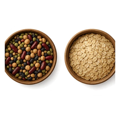 BOWL DI LEGUMI INSIEME A BOWL DI FIOCCHI DI AVENA,  iperrealistico 4k sticker