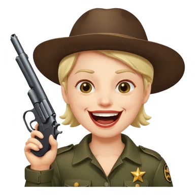 Laughing face with gun pointed into the mount sticker