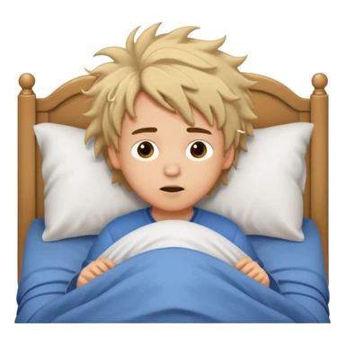 emoji- of a cute boy waking up in bed sticker