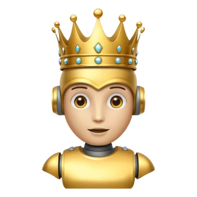 robot wearing a crown sticker