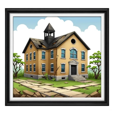 A broken/abandoned school sticker