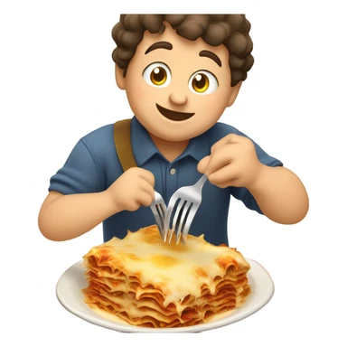 Fat boy eating lasagna  sticker