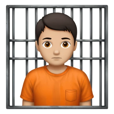 prisoner with orange shirt behind bars sticker