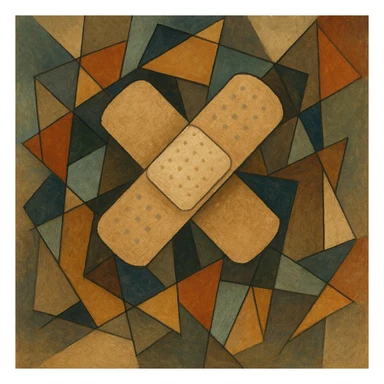 bandage, cubist abstraction style, geometric shapes sticker