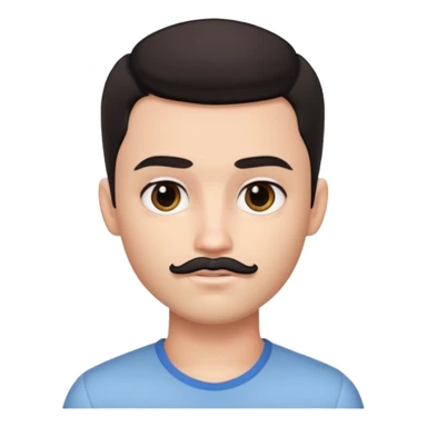 pretty handsome bratz man has black eyes,  short dark hair,  short mustache , pale skin, defined jawline sticker